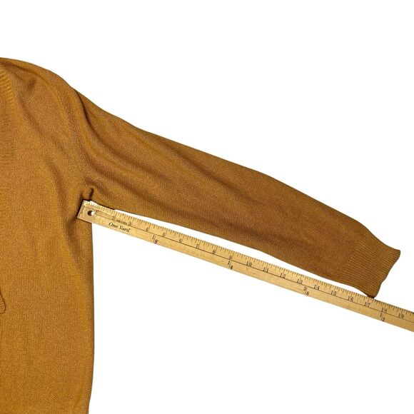 Massimo Dutti Open Knit Cardigan Womens M Gold Brown Lightweight Preppy Sweater - Picture 11 of 15